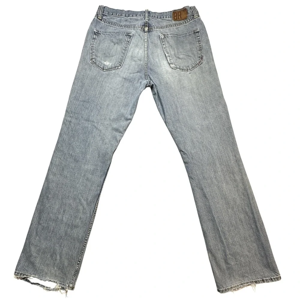 VTG Banana Republic Jeans Mens 32x34(32x32) Light Wash Straight Distressed Denim
